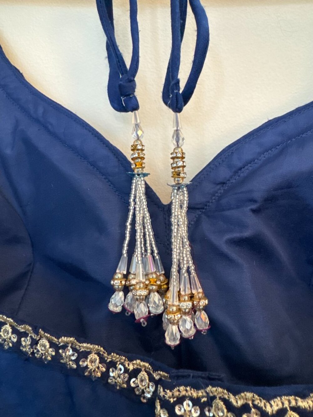 Elegant Navy Blue Embroidered Lehenga Set - Picture 7 of 12